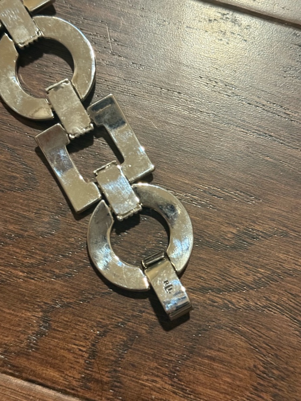 Vintage Lauren Ralph Lauren Chunky Link Silver Tone Geometric Bracelet Y2K